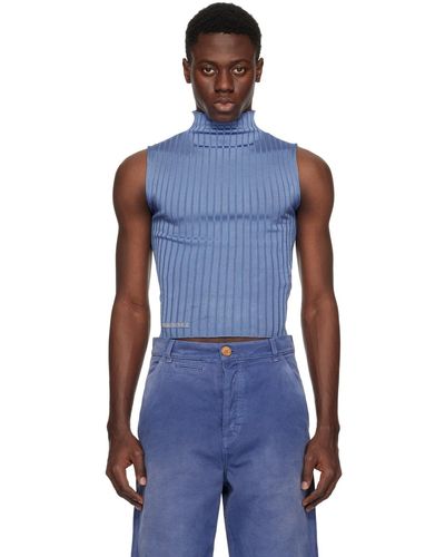 Marni Mock Neck Tank Top - Blue