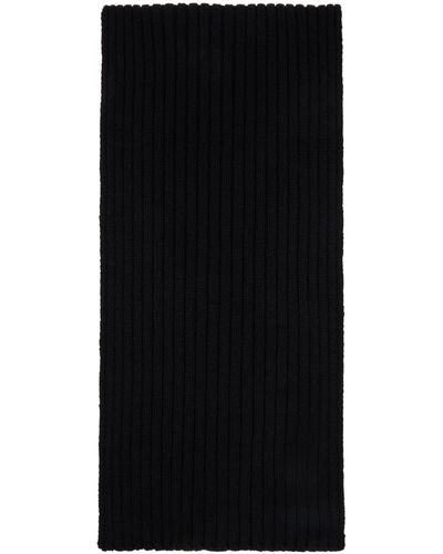 Rick Owens Écharpe noire en tricot côtelé
