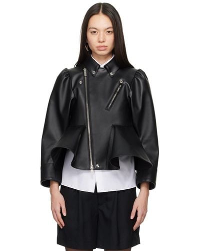 Noir Kei Ninomiya Zip Faux-Leather Jacket - Black