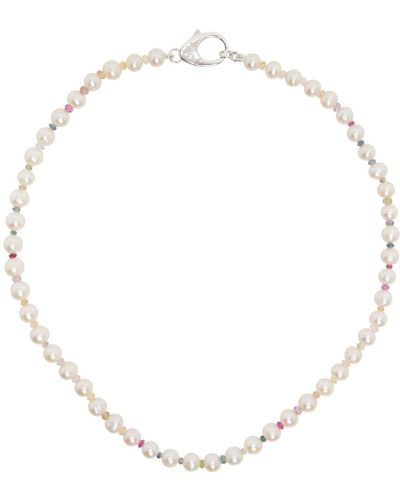 Hatton Labs Pearl Rainbow Gradient Crystal Chain Necklace - Metallic