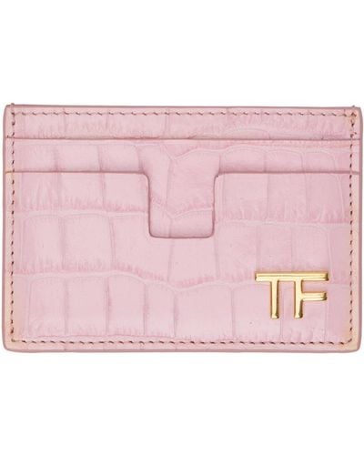 Tom Ford シャイニー クロコエンボス Tf カードケース - ピンク