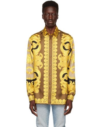 Versace Baroque-pattern Print Shirt - Yellow