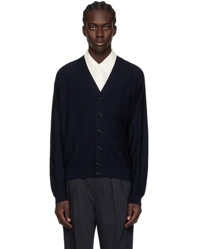 Lemaire Navy Twisted Cardigan - Blue