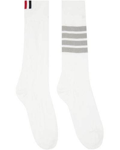 Thom Browne White 4-bar Socks