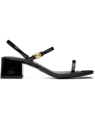 Versace Patent Heeled Sandals - Black