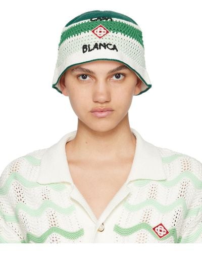 Casablancabrand Stripe Crochet Bucket Hat - Green