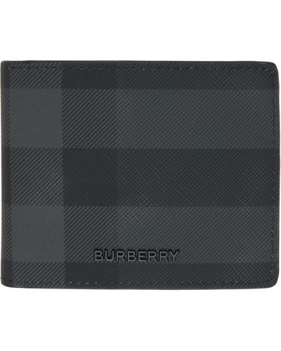 Burberry Portefeuille noir et gris à carreaux