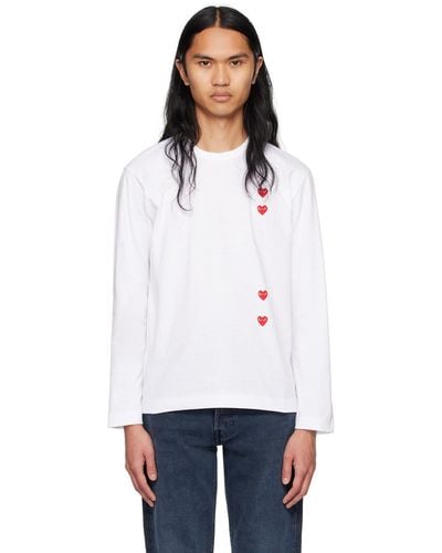 COMME DES GARÇONS PLAY Vertical Heart Long Sleeve T-Shirt - White