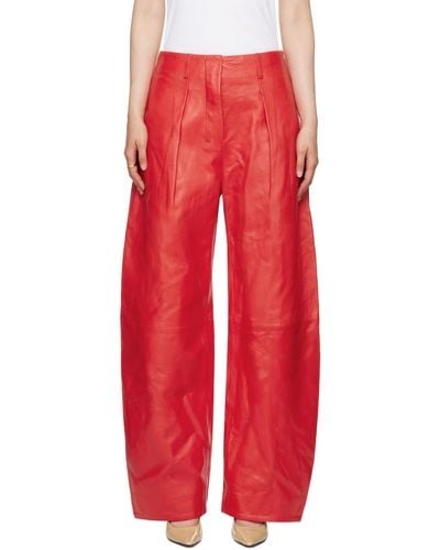 Jacquemus Les Sculptures 'Le Pantalon Ovalo Cuir' Leather Trousers - Red