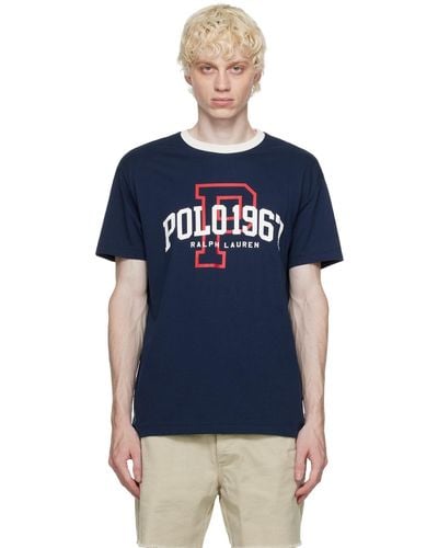 Polo Ralph Lauren ネイビー ロゴプリント Tシャツ - ブルー