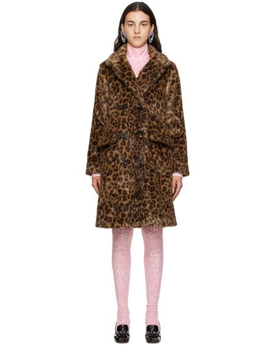 Anna Sui Leopard Faux-fur Coat - Black