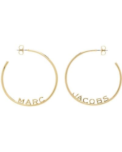 Marc Jacobs Gold 'the Monogram Hoops Dtm' Earrings - Black