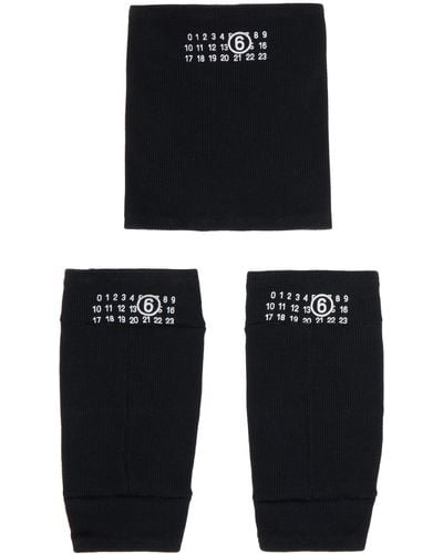 MM6 by Maison Martin Margiela Black Printed Neck Warmer & Arm Warmers Set