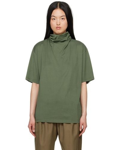 Lemaire T-shirt vert à foulard intégré