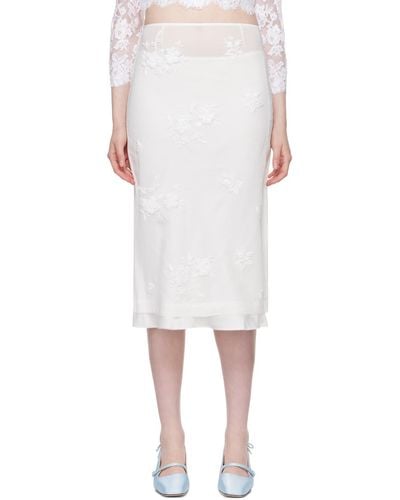 ShuShu/Tong Floral Midi Skirt - White