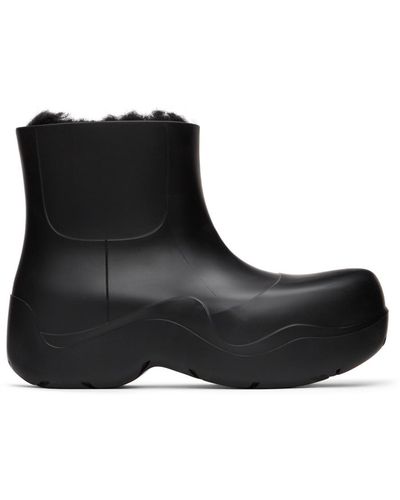 Bottega Veneta Shearling Puddle Boots - Black