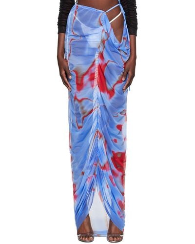 ESTER MANAS Ruched Maxi Skirt - Blue