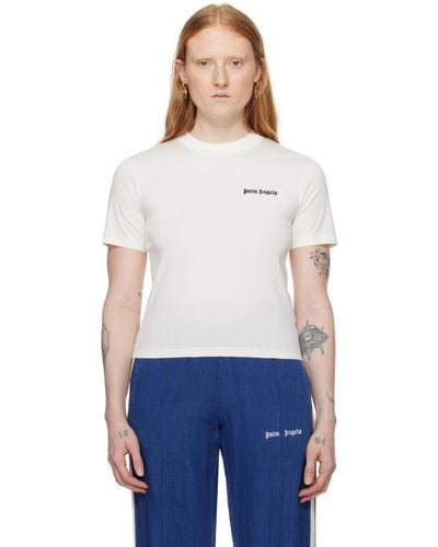 Palm Angels ホワイト フィット Tシャツ - ブルー