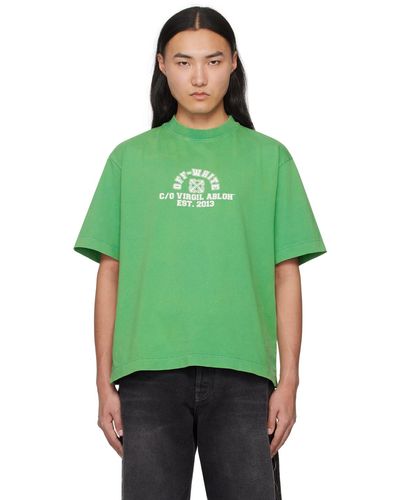 Off-White c/o Virgil Abloh Off- t-shirt vert à logo et texte imprimés