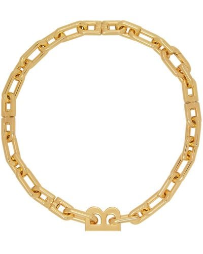 Balenciaga Gold B Chain Necklace - Metallic