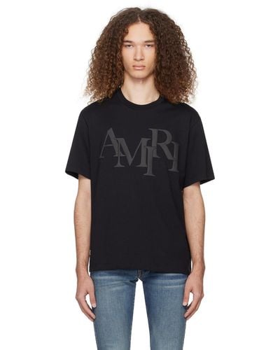 Amiri Staggered Logo T-Shirt - Black
