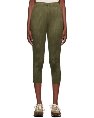 Pleats Please Issey Miyake Khaki Monthly Colours September Pants - Green