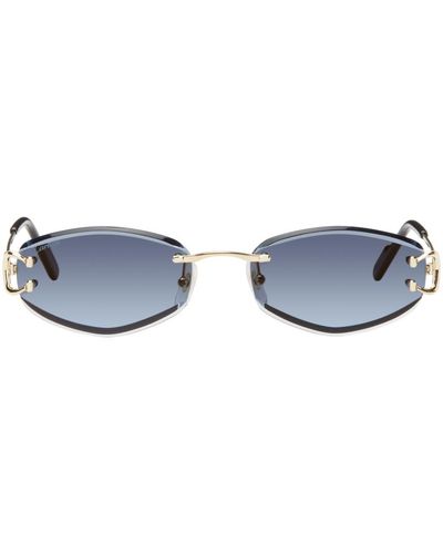 Cartier Gold & Blue 'signature C De ' Ct0467s Sunglasses - Black