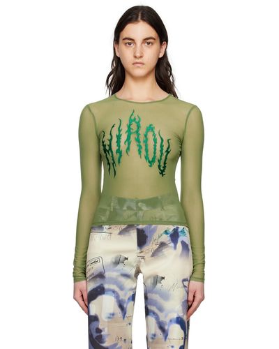 Miaou Green Embroidered Long Sleeve T-shirt