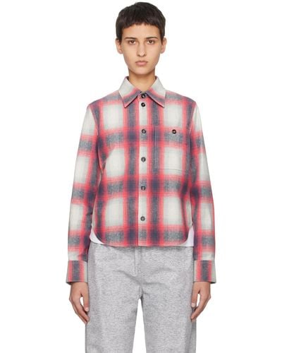 Bottega Veneta Red & Grey Check Leather Shirt