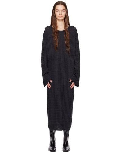 Totême Toteme Gray Cable Knit Midi Dress - Black