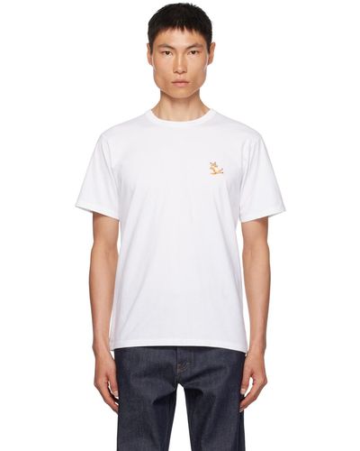 Maison Kitsuné T-shirt blanc à écusson à logo de renard