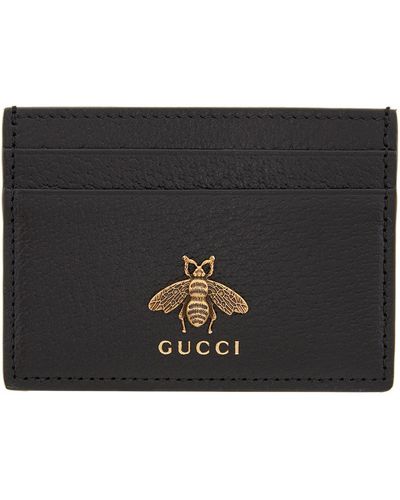 Gucci Porte-cartes Animalier En Cuir - Noir