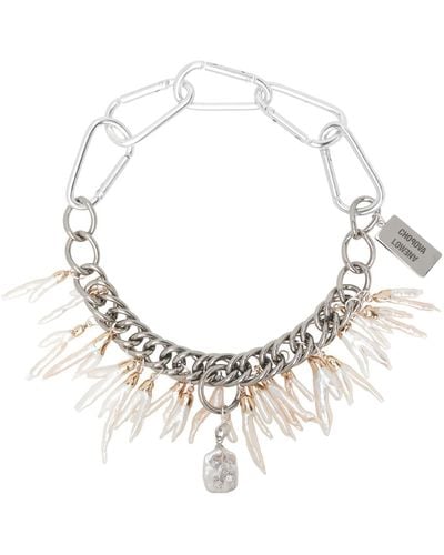 Chopova Lowena Ssense Exclusive Silver Wedding Pearl Chain Necklace - Metallic