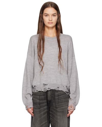 R13 Grey Distressed Sweatshirt - Multicolour
