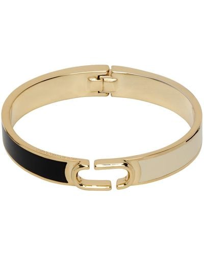 Marc Jacobs Bracelet manchette doré et à charnière - j marc - Noir
