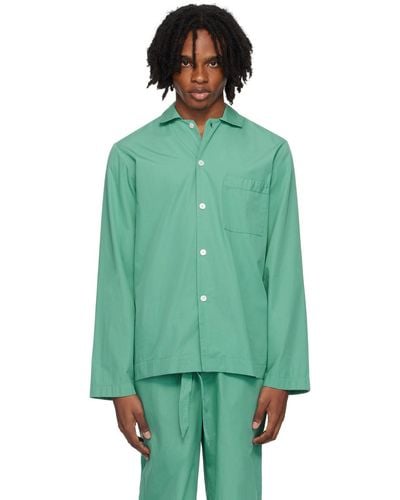 Tekla Long Sleeve Pyjama Shirt - Green