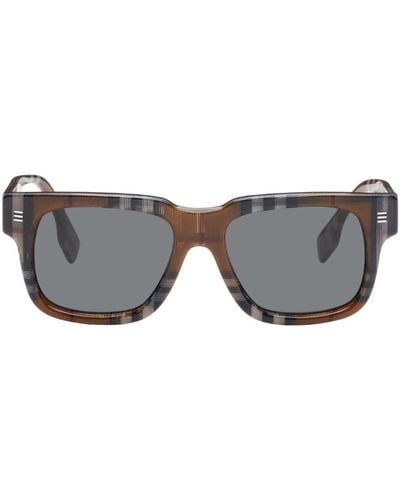 Burberry Brown Check Square Sunglasses - Black