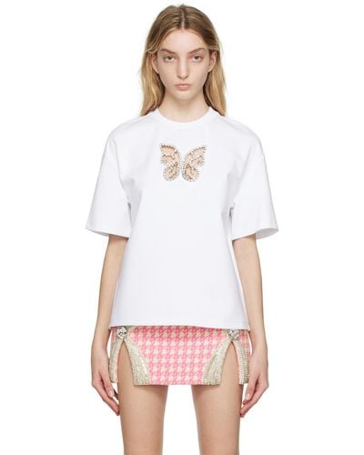 Area Ssense Exclusive Crystal Butterfly T-shirt - White
