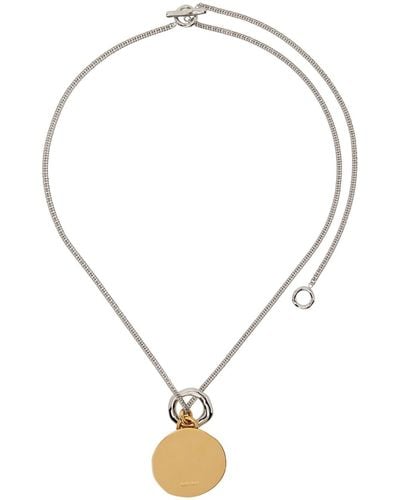 Jil Sander Silver & Gold Pendant Necklace - Multicolor