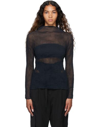 Issey Miyake Navy Twist 1 Turtleneck - Blue