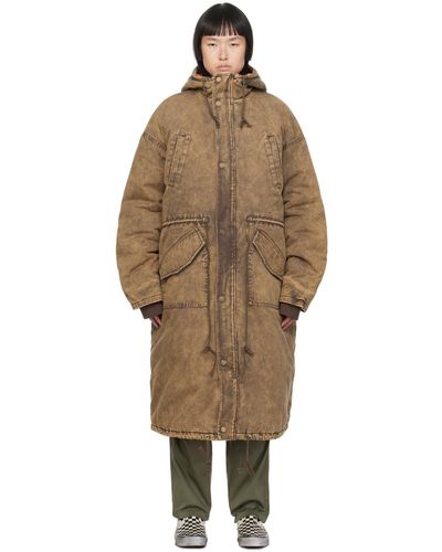 (DI)VISION (di)vision manteau brun en denim à glissière arrière emblématique - Multicolore