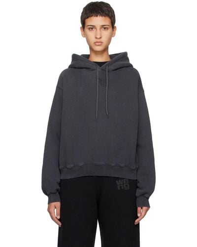 T By Alexander Wang グレー パフロゴ フーディ - ブラック