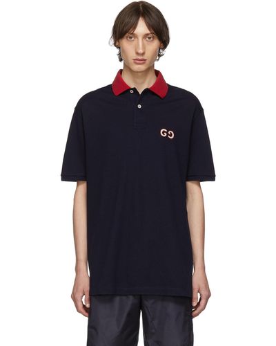 Gucci Polo With GG Embroidery - Blue