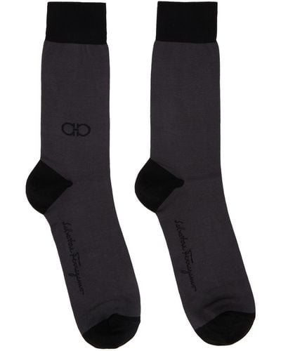 Ferragamo Gray & Black Gancini Socks