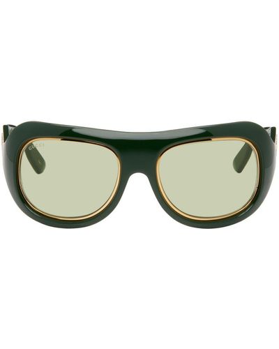 Gucci Green Shield-style Sunglasses