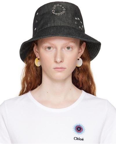 Chloé Black Eyelet Bucket Hat - Multicolor