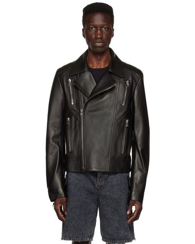 Balmain Leather Biker Jacket - Black