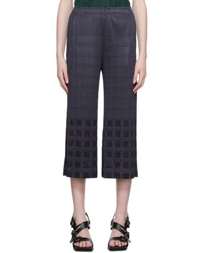 Pleats Please Issey Miyake Gray Pace Pants - Blue