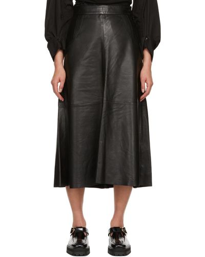 Citizens of Humanity Aria Leather Midi Skirt - Black