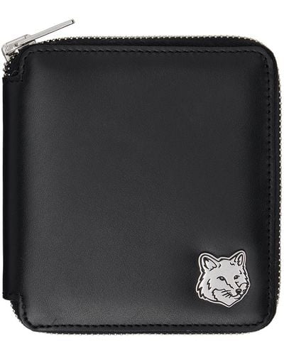 Maison Kitsuné Fox Head Square Zipped Wallet - Black